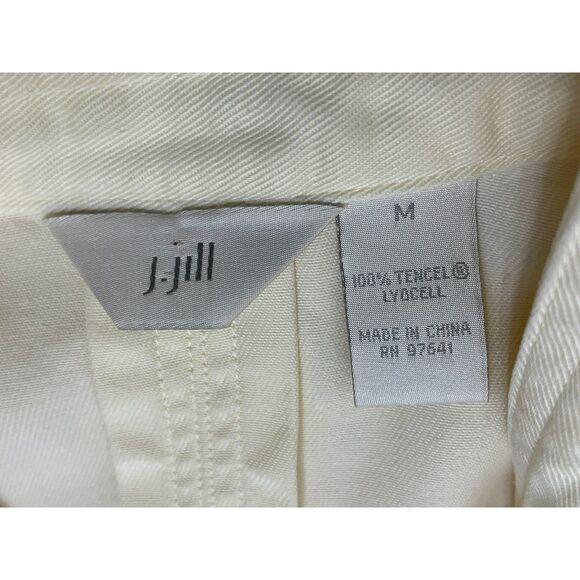 J. Jill Women's M Yellow Top Lyocell Blouse Vented Peter Pan Collar Front Button - Picture 3 of 8